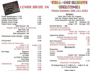 View Lenox Drive In Menu
